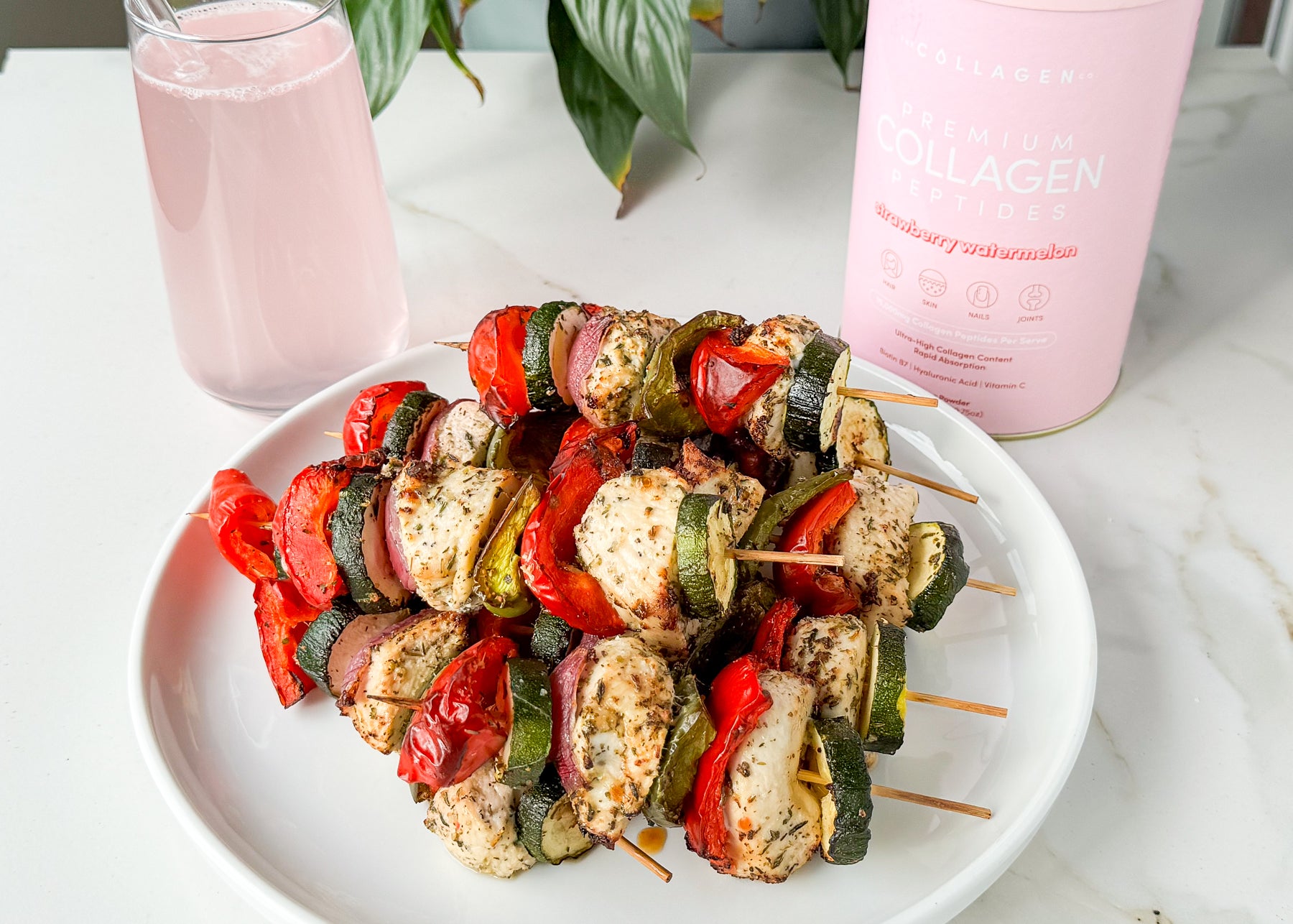 Chicken and veggie skewers